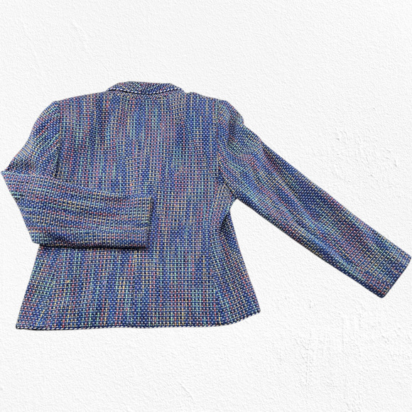 1990s Vintage Doncaster Multicolor Weave Tweed Blazer Jacket Size 8 USA Made - Picture 9 of 9